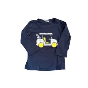 Navy Long Sleeve Kids Tee with Golf Cart Design